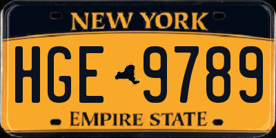NY license plate HGE9789