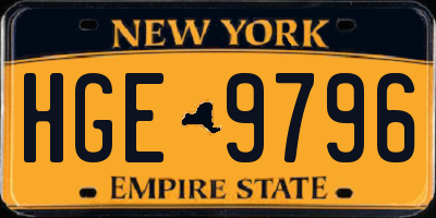 NY license plate HGE9796
