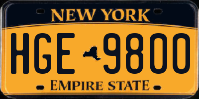 NY license plate HGE9800