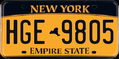 NY license plate HGE9805