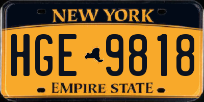 NY license plate HGE9818