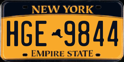 NY license plate HGE9844