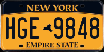 NY license plate HGE9848