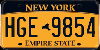 NY license plate HGE9854