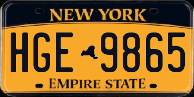 NY license plate HGE9865
