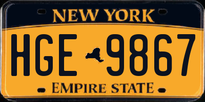 NY license plate HGE9867