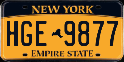 NY license plate HGE9877