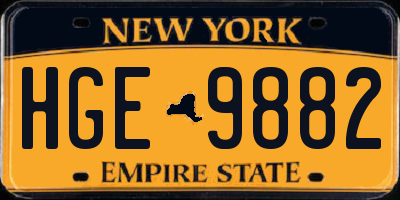 NY license plate HGE9882