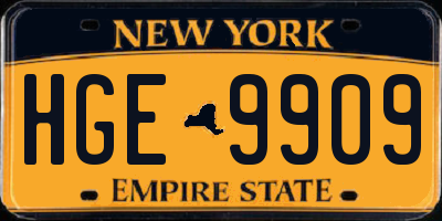 NY license plate HGE9909