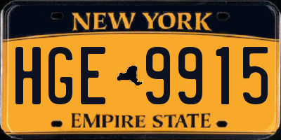 NY license plate HGE9915