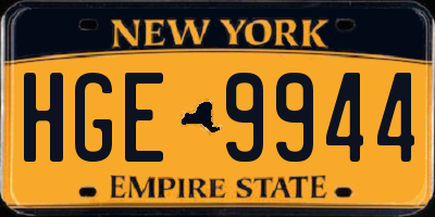 NY license plate HGE9944