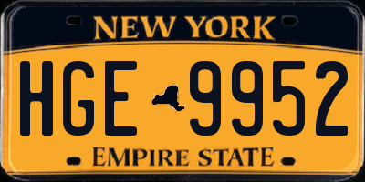 NY license plate HGE9952