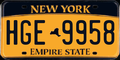 NY license plate HGE9958