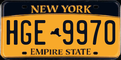 NY license plate HGE9970