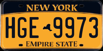 NY license plate HGE9973