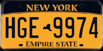 NY license plate HGE9974