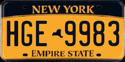 NY license plate HGE9983