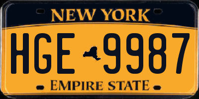 NY license plate HGE9987