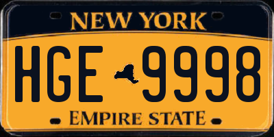 NY license plate HGE9998
