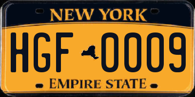 NY license plate HGF0009