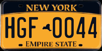 NY license plate HGF0044