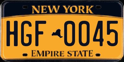 NY license plate HGF0045