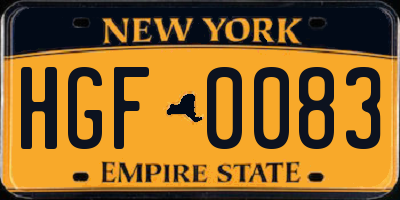 NY license plate HGF0083