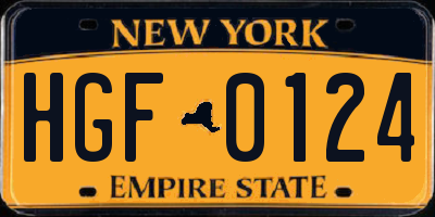 NY license plate HGF0124