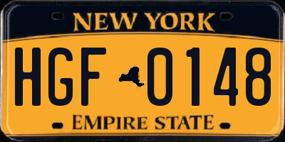 NY license plate HGF0148