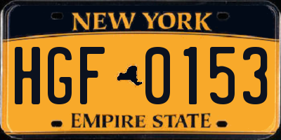 NY license plate HGF0153