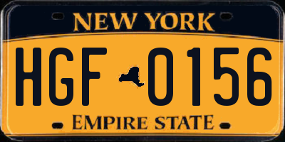 NY license plate HGF0156