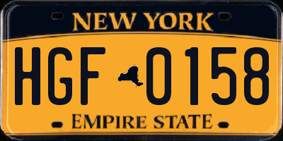 NY license plate HGF0158