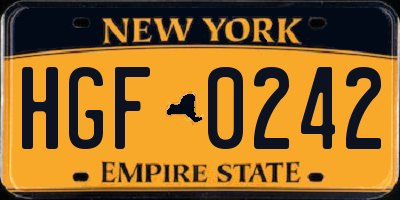 NY license plate HGF0242