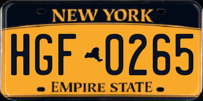 NY license plate HGF0265