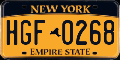 NY license plate HGF0268