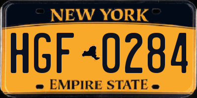 NY license plate HGF0284