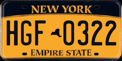 NY license plate HGF0322