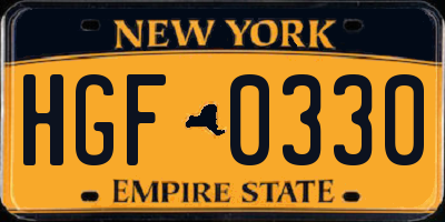 NY license plate HGF0330