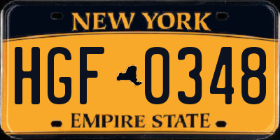 NY license plate HGF0348