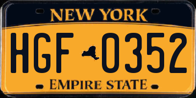 NY license plate HGF0352