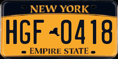 NY license plate HGF0418