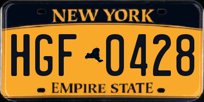 NY license plate HGF0428