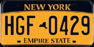 NY license plate HGF0429