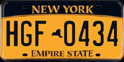 NY license plate HGF0434