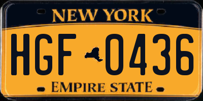 NY license plate HGF0436
