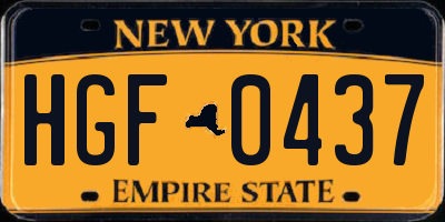 NY license plate HGF0437