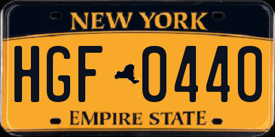 NY license plate HGF0440