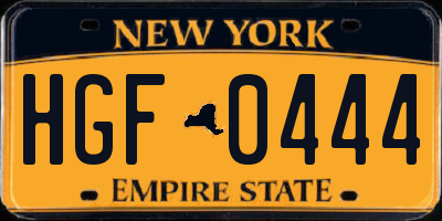 NY license plate HGF0444