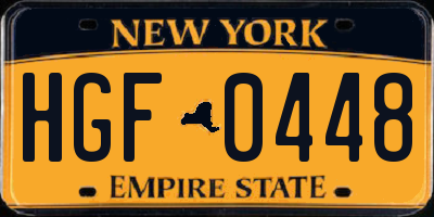 NY license plate HGF0448