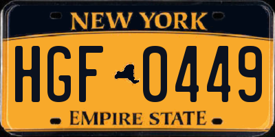 NY license plate HGF0449